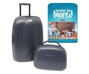 WELL HOME MOBILIARIO & DECORACIÓN Set de Maleta Trolley + Neceser abs INLCUYE UNA Funda Protectora Around The World