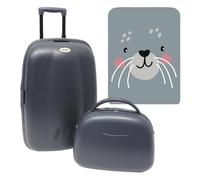 WELL HOME MOBILIARIO & DECORACIÓN Set de Maleta Trolley + Neceser abs INLCUYE UNA Funda Protectora Cutie Cat