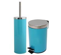 WELL HOME MOBILIARIO & DECORACIÓN Set decoración baño: Papelera 3 litros y escobillero a Juego, en Color Turquesa