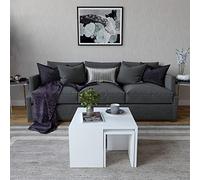 WELL HOME MOBILIARIO & DECORACIÓN Set mesas auxiliares,100% Tablero de aglomerado rechapado en melamina, Color Blanco