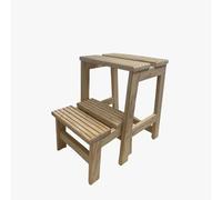 WELL HOME MOBILIARIO & DECORACIÓN Taburete Escalera 2 peldaños en Madera, Acabado SIN Barniz, 32x42x40 cm