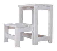 WELL HOME MOBILIARIO & DECORACIÓN Taburete Escalera 2 peldaños Fabricado en Madera, Acabado en Blanco, 32x23x40 cm
