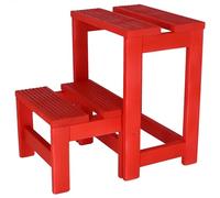 Well Home MOBILIARIO & DECORACIÓN Taburete Escalera 2 peldaños Fabricado en Madera, Acabado en Rojo, 32x23x40 cm