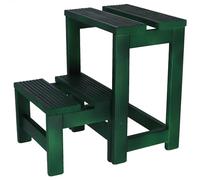 WELL HOME MOBILIARIO & DECORACIÓN Taburete Escalera 2 peldaños Fabricado en Madera, Acabado en Verde, 32x23x40 cm