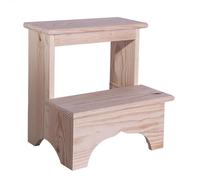 WELL HOME MOBILIARIO & DECORACIÓN Taburete Escalon Fabricado en Madera, Acabado SIN Barniz, 40x30x40 cm