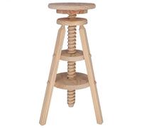 WELL HOME MOBILIARIO & DECORACIÓN Taburete Giratorio Fabricado en Madera, Acabado SIN Barniz, 29x29x90 cm
