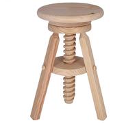 Well Home MOBILIARIO & DECORACIÓN Taburete Redondo Giratorio en Madera, Acabado SIN Barniz, 29x29x64 cm