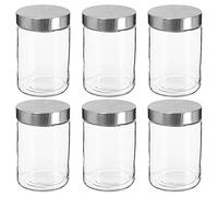 Set de 6 tarros de vidrio + acero inoxidable 1,2 l.