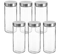 WELL HOME MOBILIARIO & DECORACIÓN Tapón Set de 6 tarros de Vidrio + Acero Inoxidable 2 L, x6 2000 ml