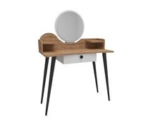 WELL HOME MOBILIARIO & DECORACIÓN Tocador, en aglomerado rechapado en malamina, Color Pino atlántico/Blanco, Dimensiones 127,5x90x45 cm