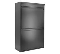 WELL HOME MOBILIARIO & DECORACIÓN Top Cubo Four Armario Sistema de organización de Basura y Reciclaje de Acero de 4 Cubos y Bandeja Superior Multiusos, Antracita, 97,5 x 58,5 x 24,5 cm, Gris