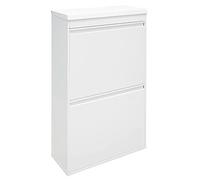 WELL HOME MOBILIARIO & DECORACIÓN Top Cubo Four Armario Sistema de organización de Basura y Reciclaje de Acero de 4 Cubos y Bandeja Superior Multiusos, Blanco, 97,5 x 58,5 x 24,5 cm