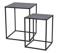 WELL HOME MOBILIARIO & DECORACIÓN Well Home Juego de 2 mesas Formato Cuadrado en Metal Color Negro, 35x35x45 cm