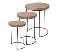 WELL HOME MOBILIARIO & DECORACIÓN Well Home Juego de 3 mesas auxiliares Redondas Metal Ø18Ø28Ø38cm, Natural, 38x47x36 cm