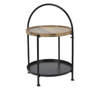 WELL HOME MOBILIARIO & DECORACIÓN Well Home Mesa Auxiliar con Dos bandejas Color Ø39x55cm, Negro/Natural, 39x39x55 cm