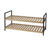 WELL HOME MOBILIARIO & DECORACIÓN Well Home Zapatero 2 estantes en Metal y bambú 70x30x32cm, Natural, 70x30x32 cm