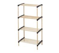 WELL HOME MOBILIARIO & DECORACIÓN Well Home Zapatero de 4 estantes en Madera y Metal H.92,5cm, Natural, 49x28x92,5 cm
