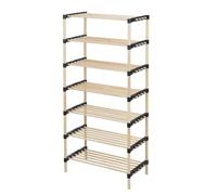 WELL HOME MOBILIARIO & DECORACIÓN Well Home Zapatero de 7 estantes en Madera y Metal H.110cm, Natural, 56x28x110 cm