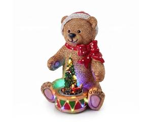 Well Home Muñeco: Oso Navideño Decorativo con Tambor, Luces LED, Movimiento y música con 8 Villancicos, con USB Incluido 19x19x25 cm