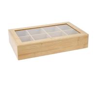 Well Home Organizador de té de bambú con 8 compartimentos y diseño de aspecto natural