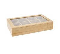 Well Home Organizador de té de bambú con 8 compartimentos y diseño de aspecto natural