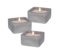 WELL HOME - Pack 3 Velas LED cuadrarda gris