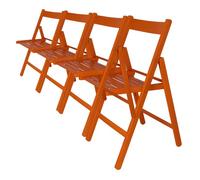 Well home - pack 4 sillas bas en madera de haya, acabado naranja