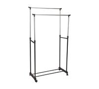 Well Home Perchero con Ruedas con 2 Barras reforzadas y marco Metálico H.90-160cm.