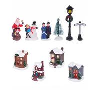 Well Home Pueblo Navideño Decorativo de 14 Piezas y Luces LED