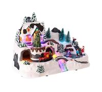 Well home pueblo navideño para decoración con escena en movimiento y luces led 25,7x22,5x37cm 37 cm