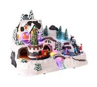 Well Home Pueblo Navideño para decoración con Escena en Movimiento y Luces LED 37x22,5x25,7cm