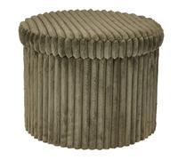 Puff Baúl de Almacenaje Plegable - Otomana Reposapiés Tapizado en políester efecto terciopelo, Banqueta Auxiliar y Pie de Cama Resistente para Salón y Dormitorio [Medidas, Ø52x38,5 cm] [Color Verde]