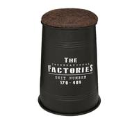 Well home - puf canister "joao", metal y madera, negro