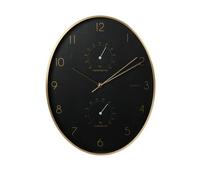 Well Home Reloj de Pared Moderno con termómetro e higrómetro de Borde Dorado 34,5x27,1cm