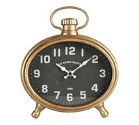 Well Home Reloj de Pared Ovalado Cuerpo Dorado 21x4,8x23,5cm