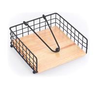 Well Home Servilletero de metal y bambú en color negro