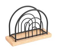 Well Home Servilletero de metal y bambú en color Negro