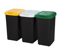 Well Home Set 3 papeleras de reciclaje de 75 litros en total fabricadas en plástico 79 x 33 x 48 cm