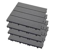 Well Home Set 4 Baldosas de Tarima Exterior 30x30cm, Losetas Encastrables con Base PP Atornillada en Acabado Madera PE Color Gris Claro