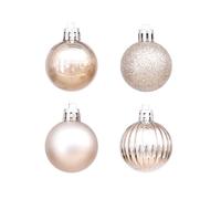 Well home set de 100 bolas de navidad color oro claro en tubo pet con diferentes diseños y acabados