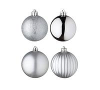 Well Home Set de 100 Bolas de Navidad Color Plata en Tubo Pet con Diferentes diseños y Acabados