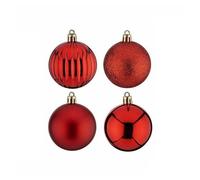 Well home set de 100 bolas de navidad color rojo en tubo pet con diferentes diseños y acabados