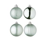 Well home set de 100 bolas de navidad color verde en tubo pet con diferentes diseños y acabados