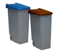 Well home set de 2 contenedores cerrados de 110l azul+marrón h.88cm