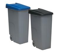 Well home set de 2 contenedores cerrados de 110l azul+negro h.88cm