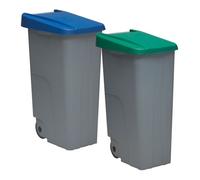 Well home set de 2 contenedores cerrados de 110l azul+verde h.88cm