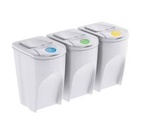 Well home set de 3 cubos de basura-papelera reciclaje, blanco roto, 3x35l 30 cm