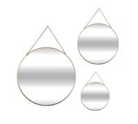 Well Home - Set de 3 Espejos Redondos en Color Oro con Cadena - Ø20cm Ø24cm Ø29cm