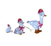 Well Home Set de 3 Patos Decorativos Navideños con Luces LED Blancas y Temporizador