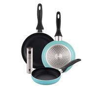 Well home set de 3 sartenes ø16ø20ø24cm de aluminio prensado en azul mate+pulverizador de aceite y vinagre ø4x17,5cm en acero inoxidable